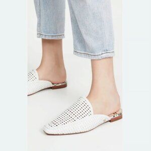 Sam Edelman Women Elva White Leather Slip On Almond Toe Mules Shoes